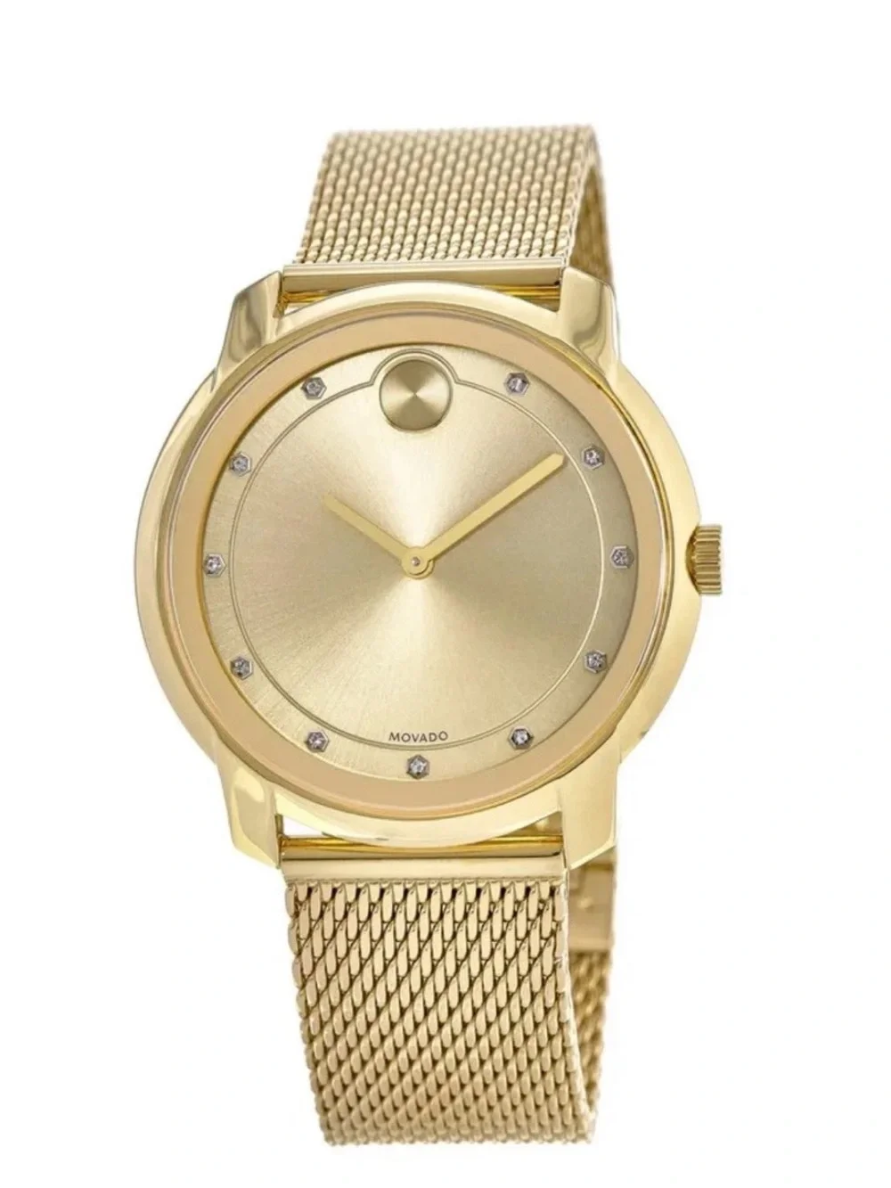 Movado Bold Men’s Yellow Gold 44mm Watch With Diamond Markers 3600460